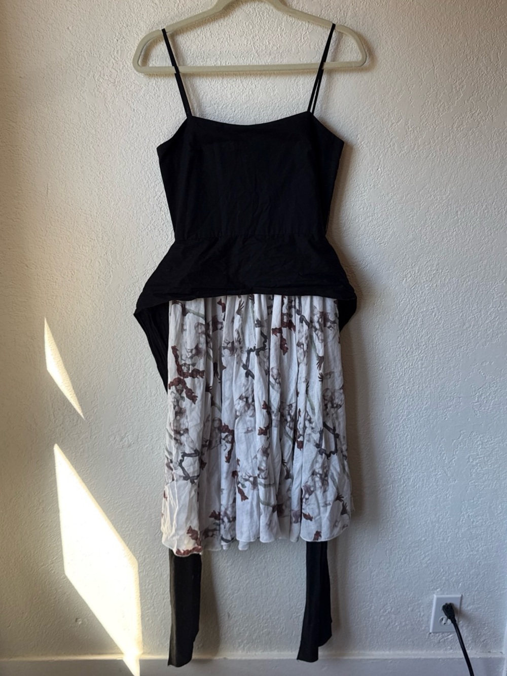 Marchesa Black Top with White Floral Asymmetrical Skirt